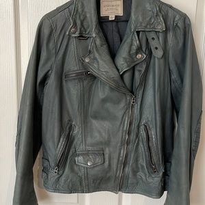 Lucky Brand Grey leather Moto Jacket